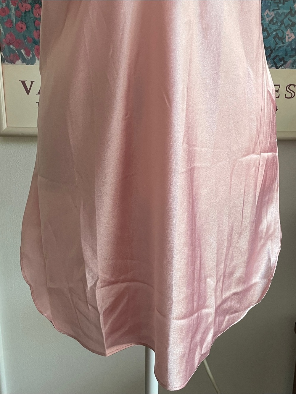 Vintage Slip Dress Small Pink Satin Lace Coquette Fairy Bridal Nightgown 90s - Picture 5 of 9